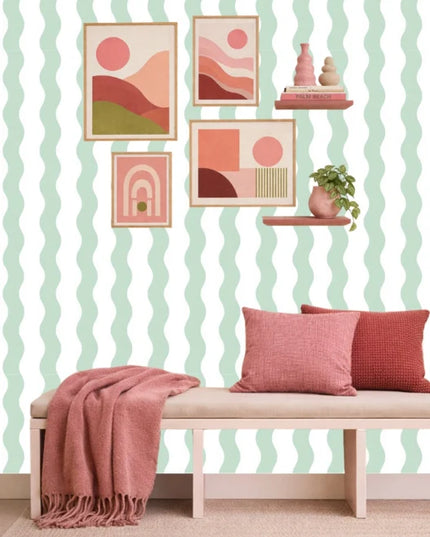Studio Swaai - Minty Waves Behang | Mintgroen SW-85-MW01
