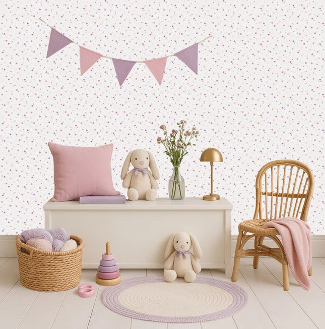 Studio Swaai – Hartjesconfetti behang | Roze & Lila SW-74-HC01